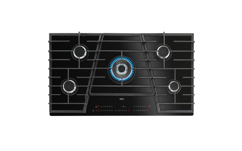 90cm TouchSure 5 burner gas on ceramic glass cooktop (HVB95450IB) AEG Australia