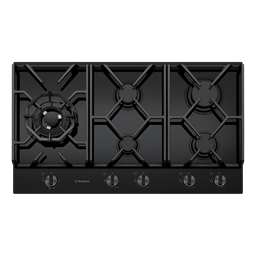 90cm 5 burner black tempered glass gas cooktop