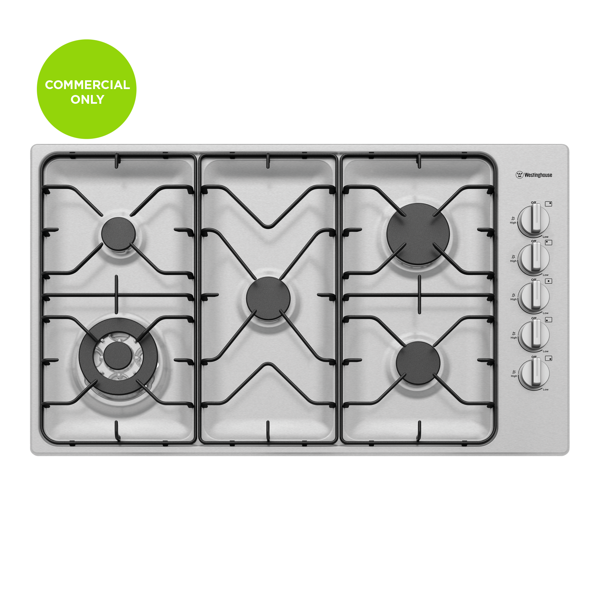 90cm 5 Burner Stainless Steel Gas Cooktop (WHG953SB) Westinghouse Westinghouse Australia