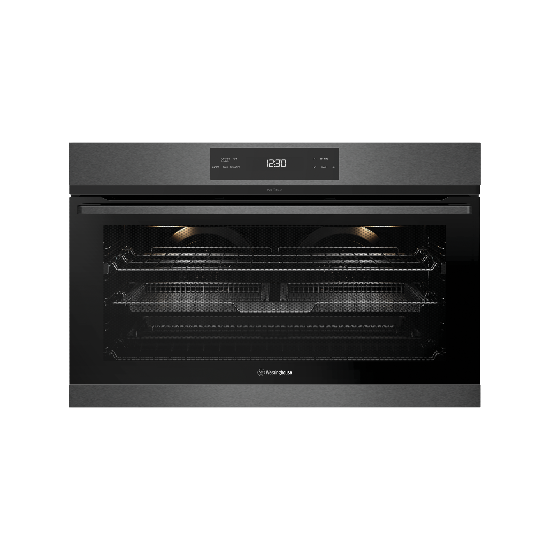 90cm pyrolytic multifunction 14 oven with AirFry, dark stainless steel