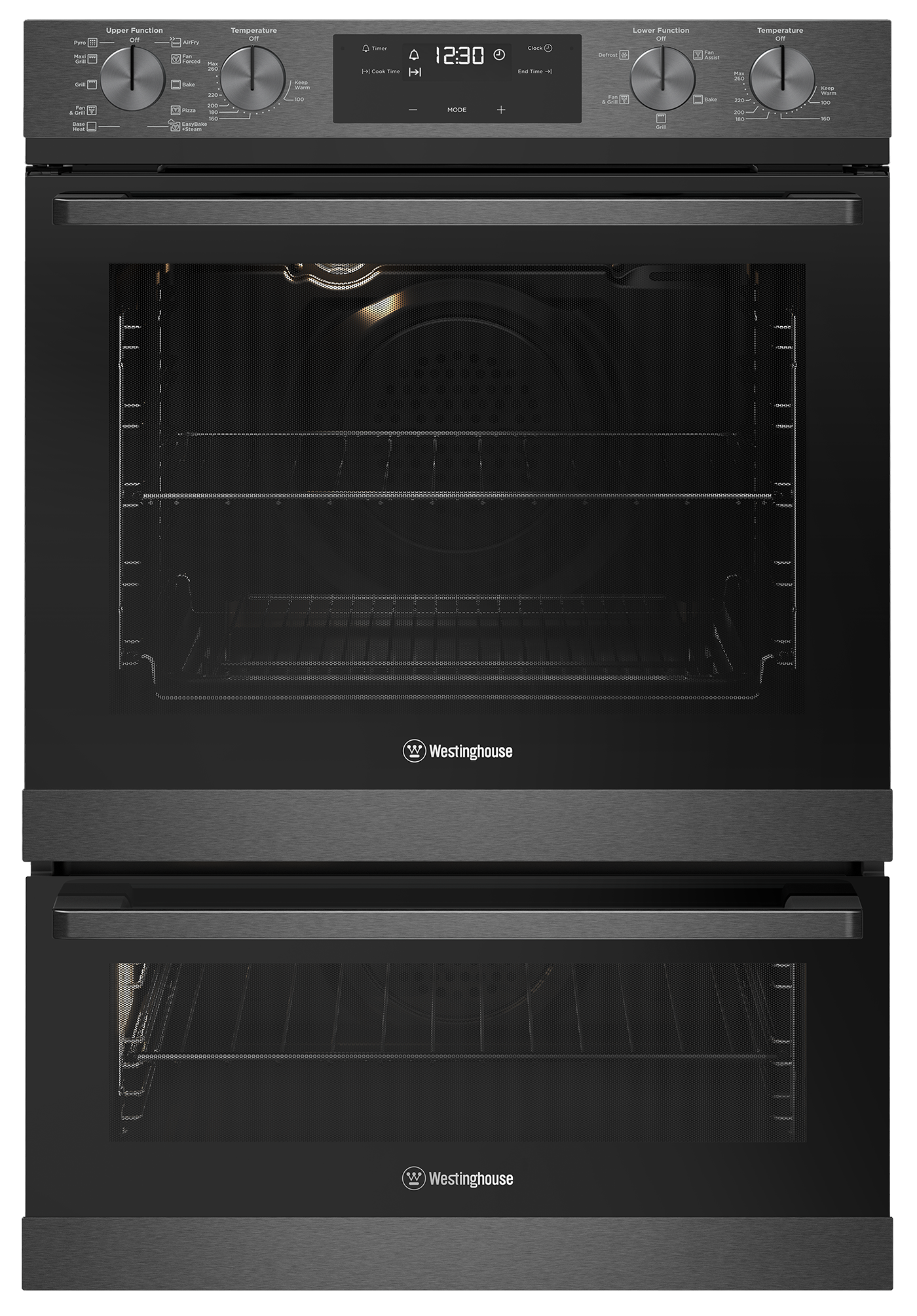 60cm multifunction 10/5 pyrolytic duo oven, dark stainless steel