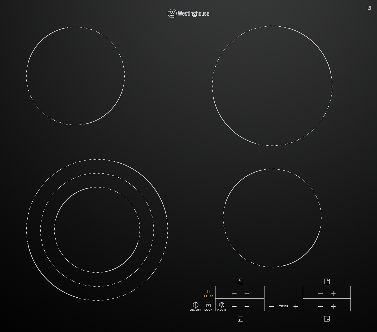 60cm 4 zone ceramic cooktop (WHC643BC) Westinghouse Australia