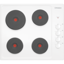 60cm 4 zone electric solid cooktop, white
