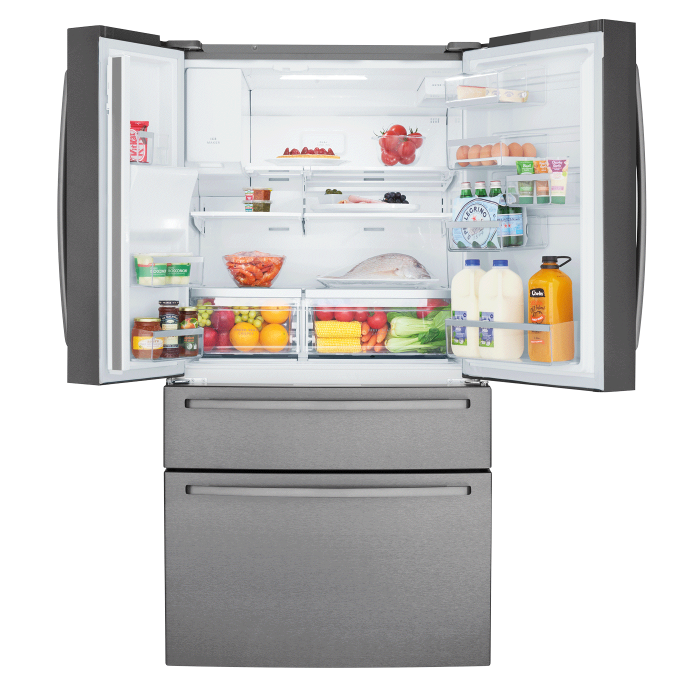 681L French Door fridge, dark stainless steel (WHE6874BA)