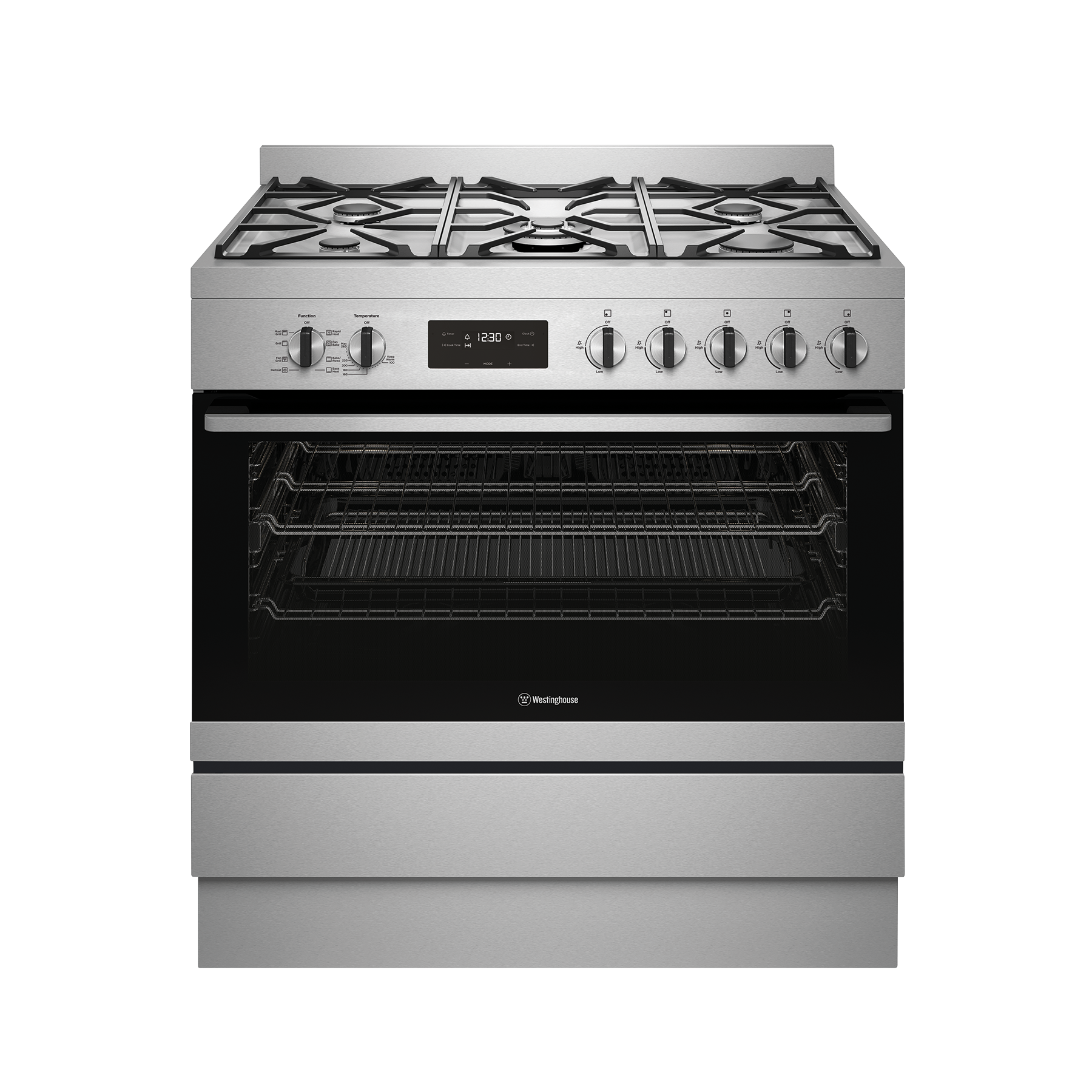 90cm dual fuel freestanding cooker, stainless steel (WFE915SD